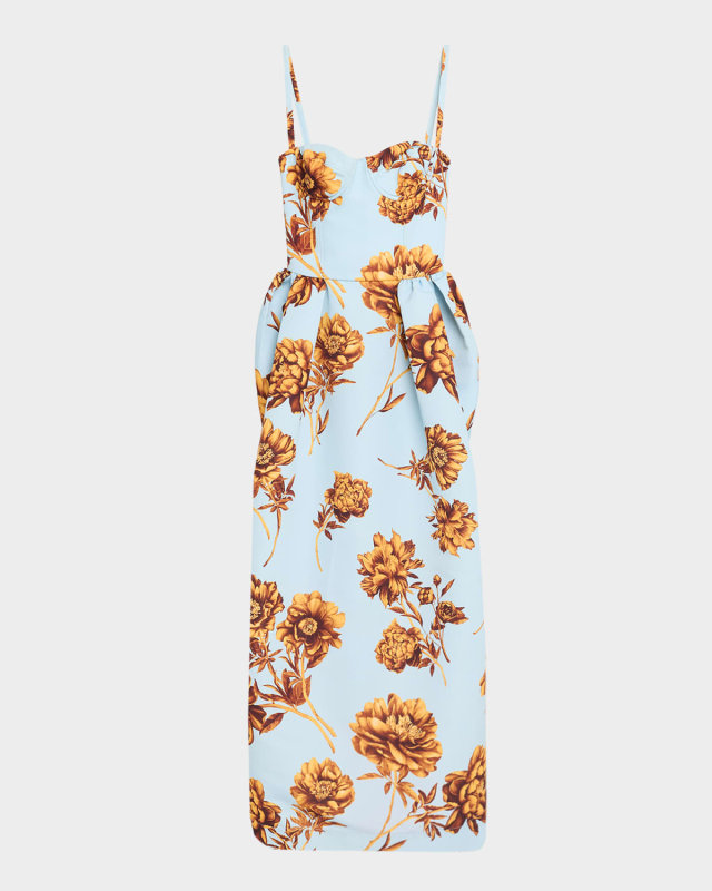 Peony Print Faille Gown